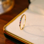 Dainty Rainbow Gold Plated Silver Ring