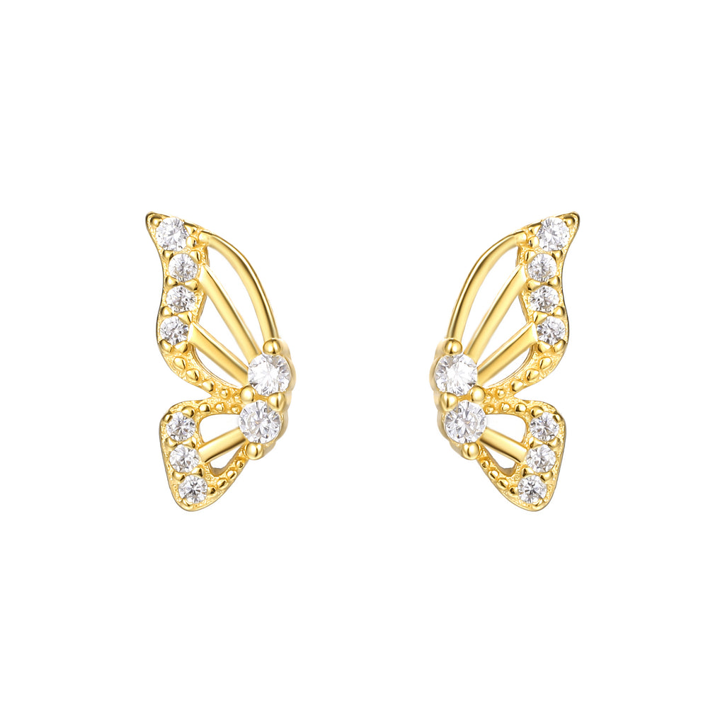Dainty Butterfly Wings Golden Studs