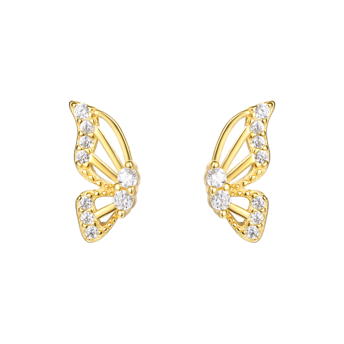 Dainty Butterfly Wings Golden Studs