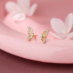 Dainty Butterfly Wings Golden Studs