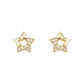 Golden Star CZ Silver Stud Earrings