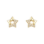 Golden Star CZ Silver Stud Earrings