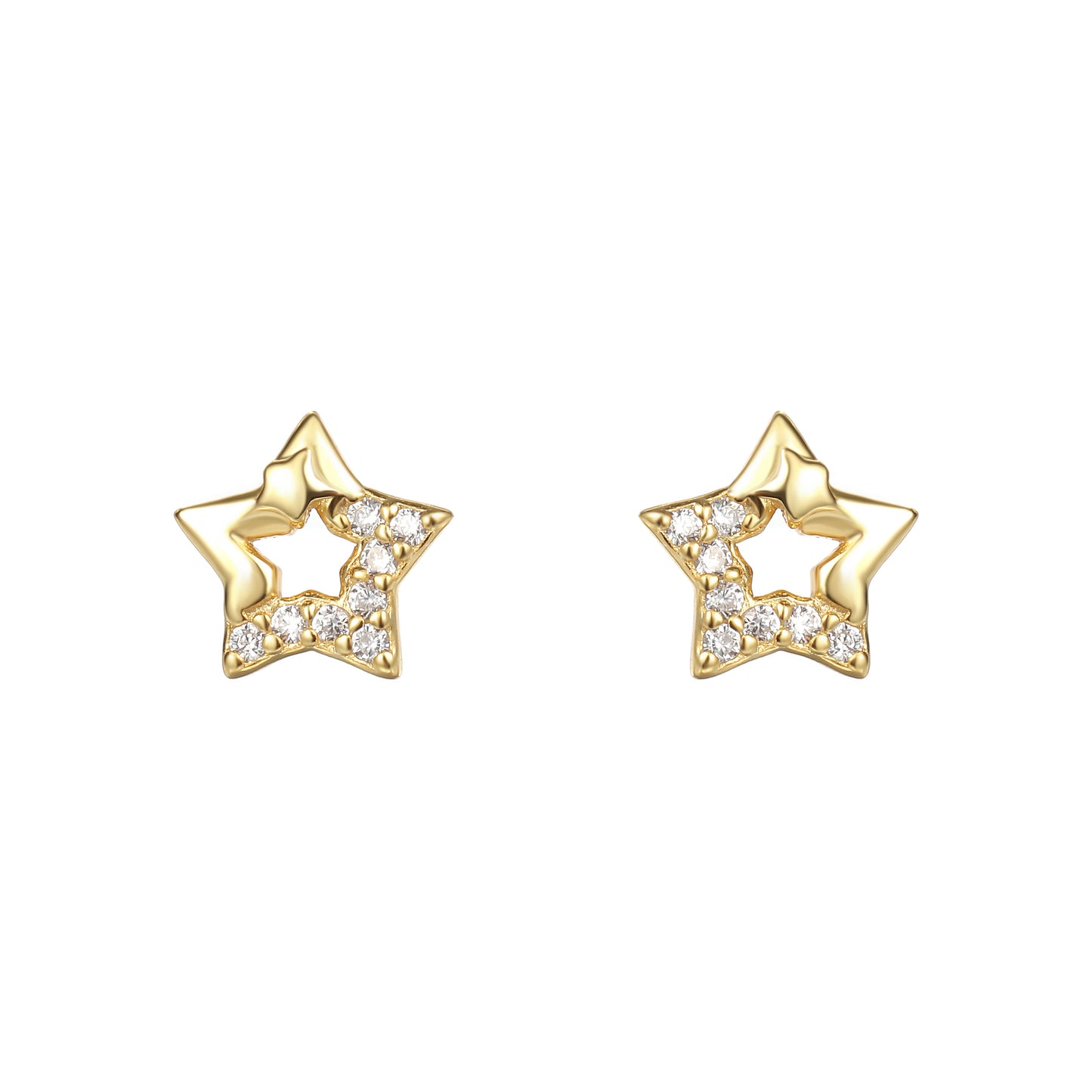 18K Gold Plated Star CZ Silver Studs