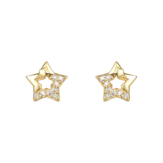18K Gold Plated Star CZ Silver Studs