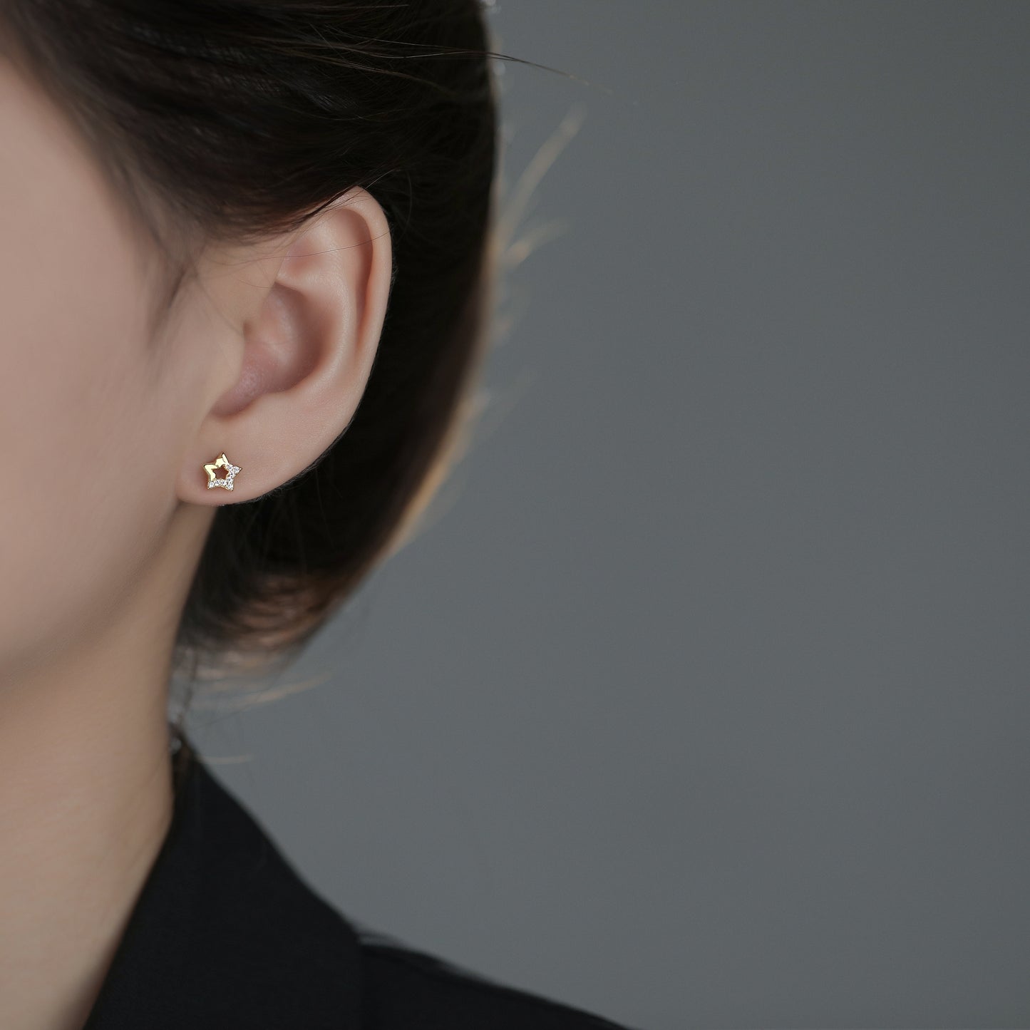 18K Gold Plated Star CZ Silver Studs