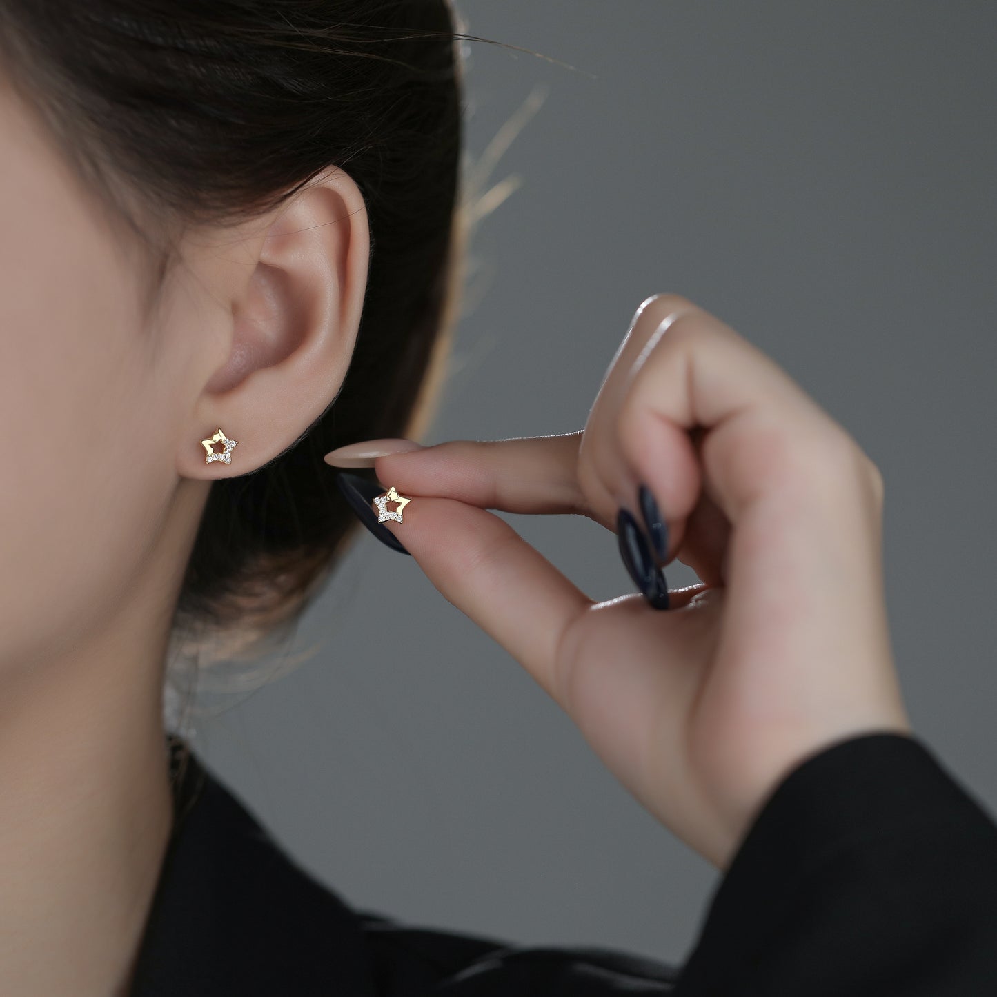18K Gold Plated Star CZ Silver Studs