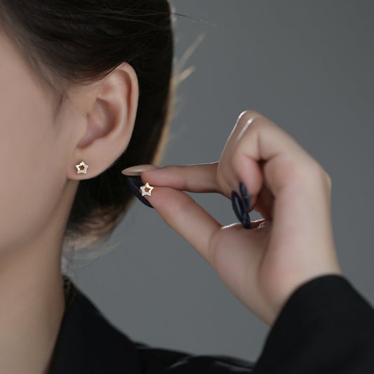 18K Gold Plated Star CZ Silver Studs
