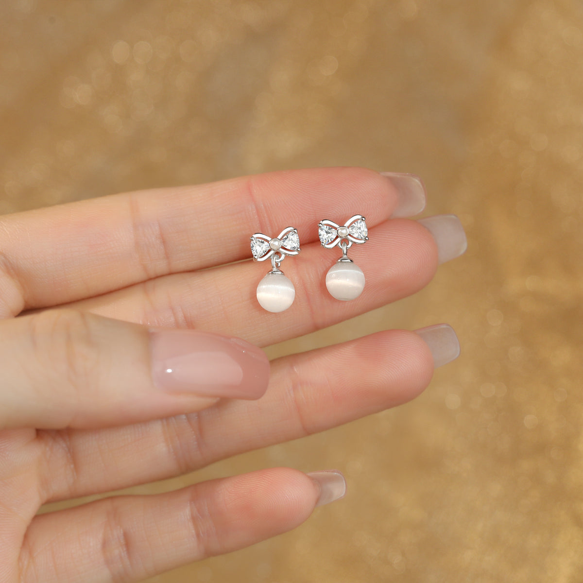 Cute Bow crystal Dangle Earrings