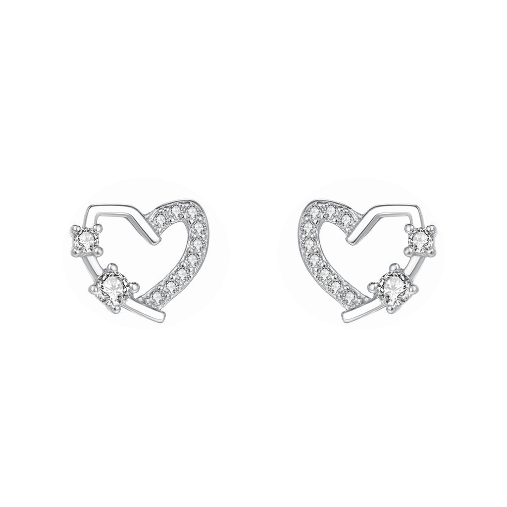 Dainty Heart CZ Stud Earrings