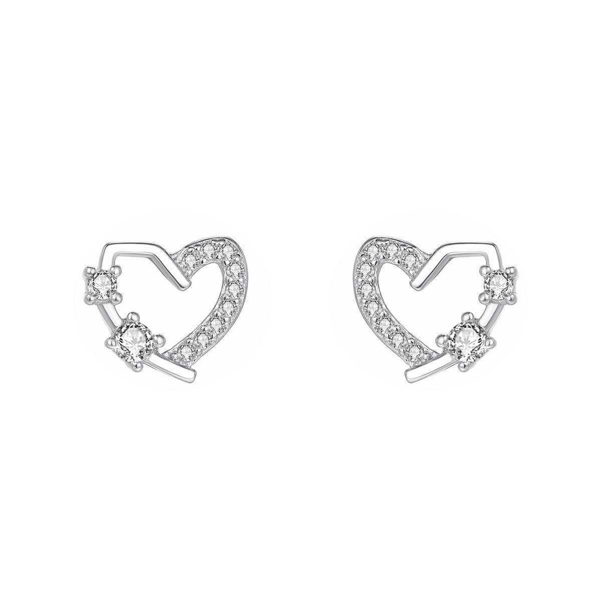 Dainty Heart CZ Stud Earrings