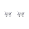 999 Silver CZ Bow Pure Stud Earrings