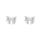999 Silver CZ Bow Pure Stud Earrings