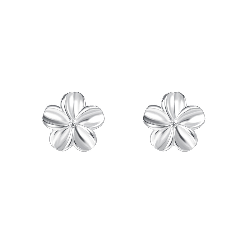 999 Pure Silver Minimalist Flower Stud Earrings