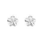 999 Pure Silver Minimalist Flower Stud Earrings