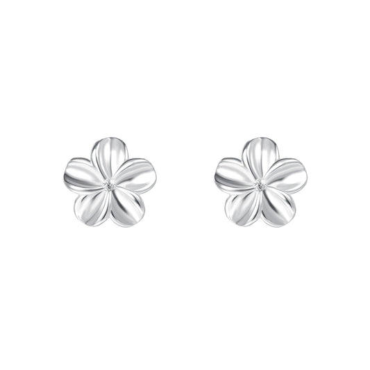 999 Pure Silver Minimalist Flower Stud Earrings