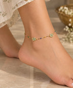 Floral Charm Gold Anklet