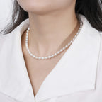 Natural Fresh Water White Pearl Silver Necklace