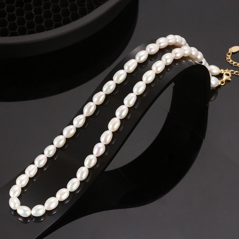 Natural Fresh Water White Pearl Silver Necklace