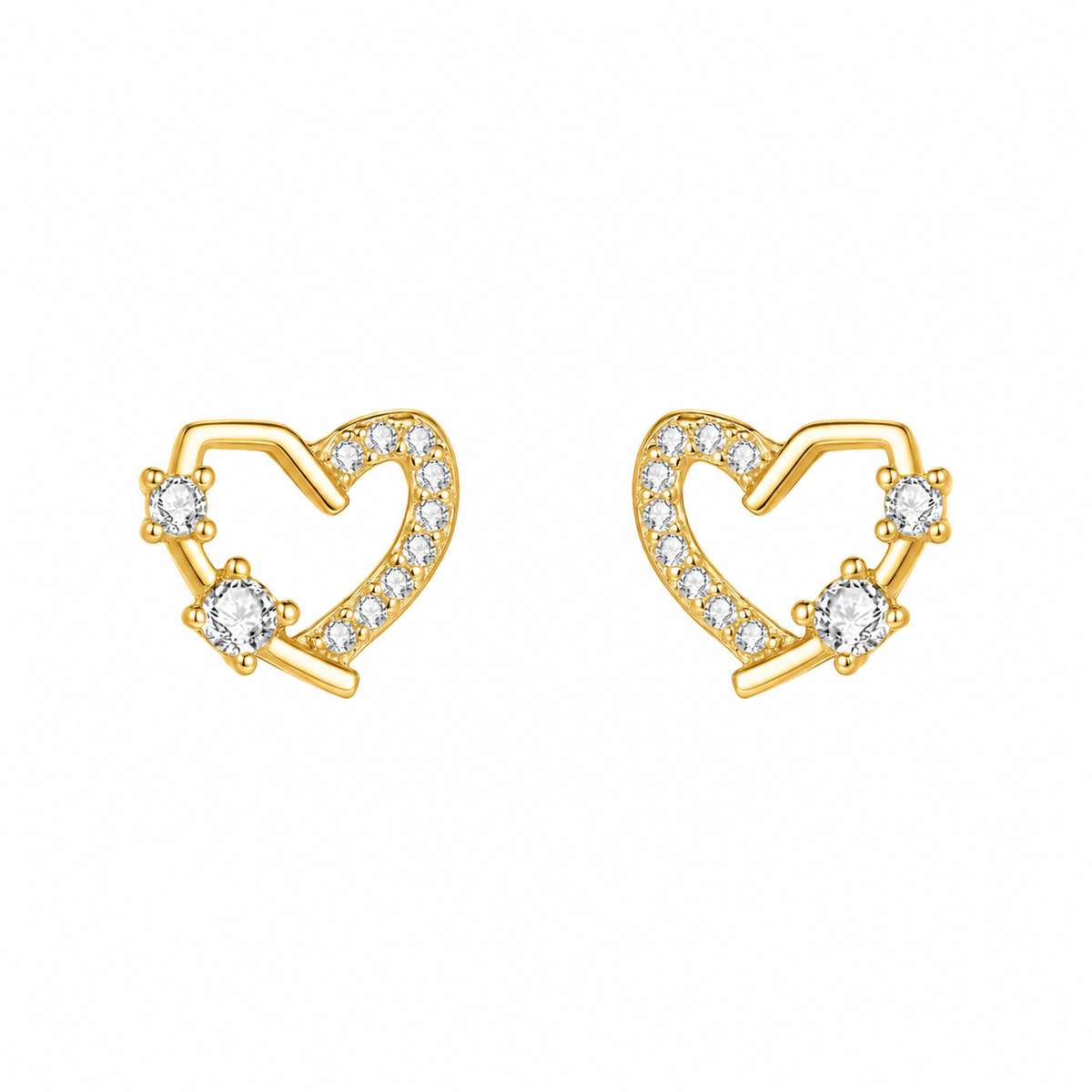 Gold Heart Stud Earrings