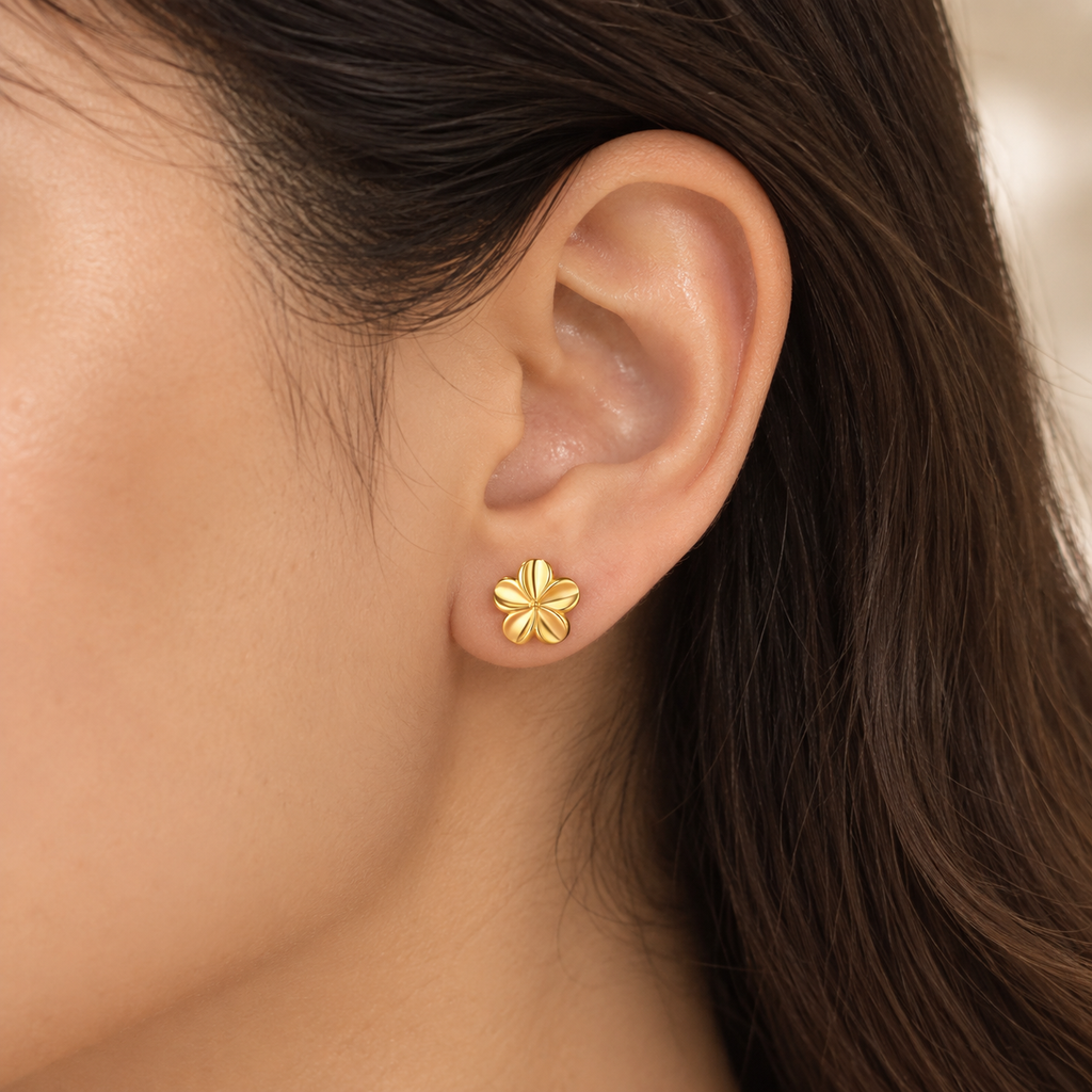 Gold Minimalist Flower Stud Earrings