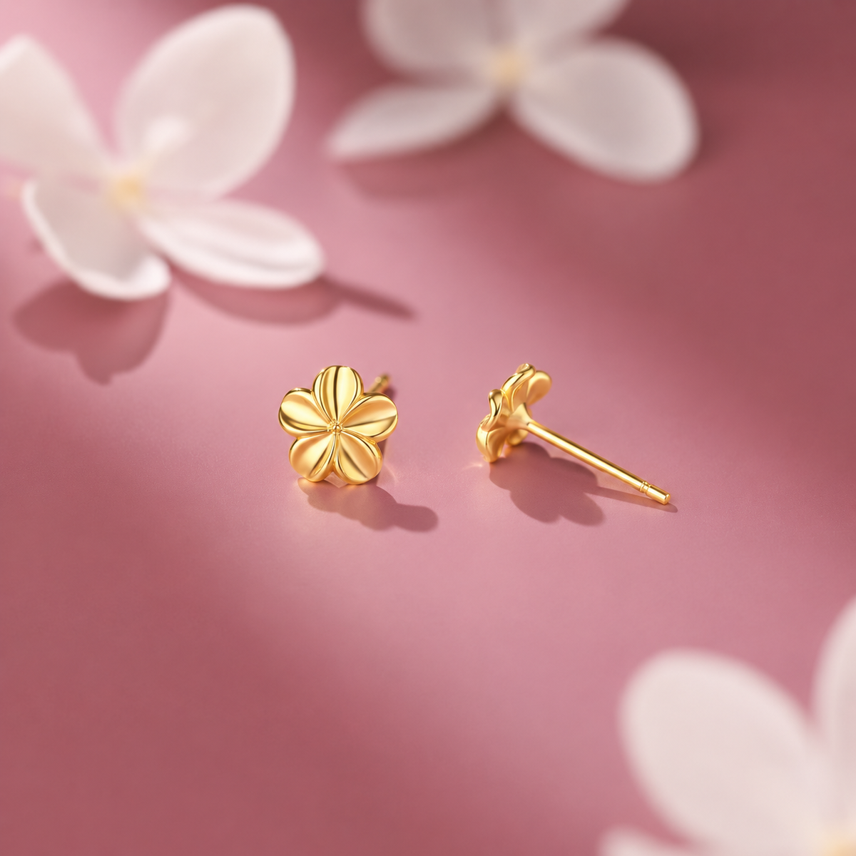 Gold Minimalist Flower Stud Earrings