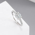 1 Ct GRA Certified Moissanite Adjustable Ring In Sterling Silver