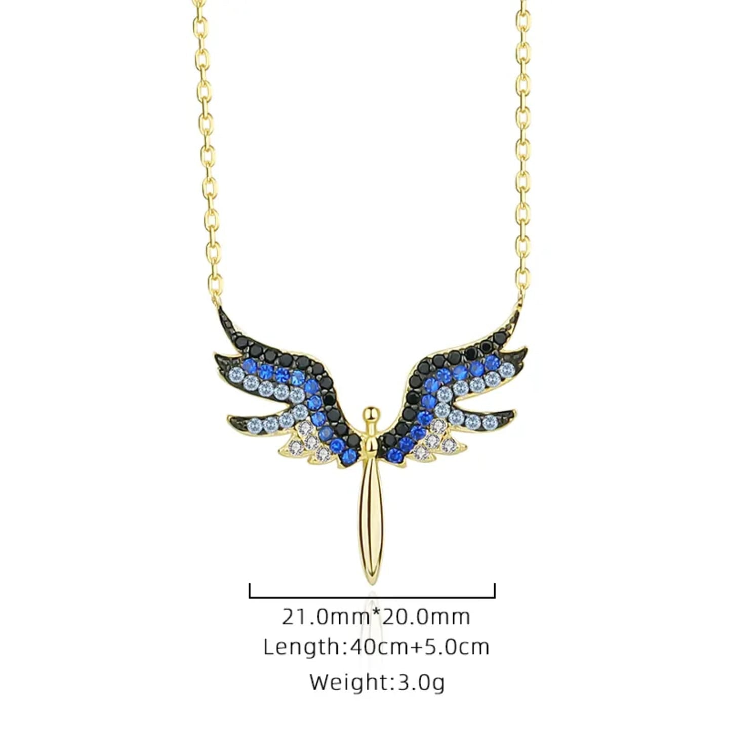 925 Sterling Silver 18K Gold Plated Angel Pendant Necklace For Women & Girls (Adjustable)