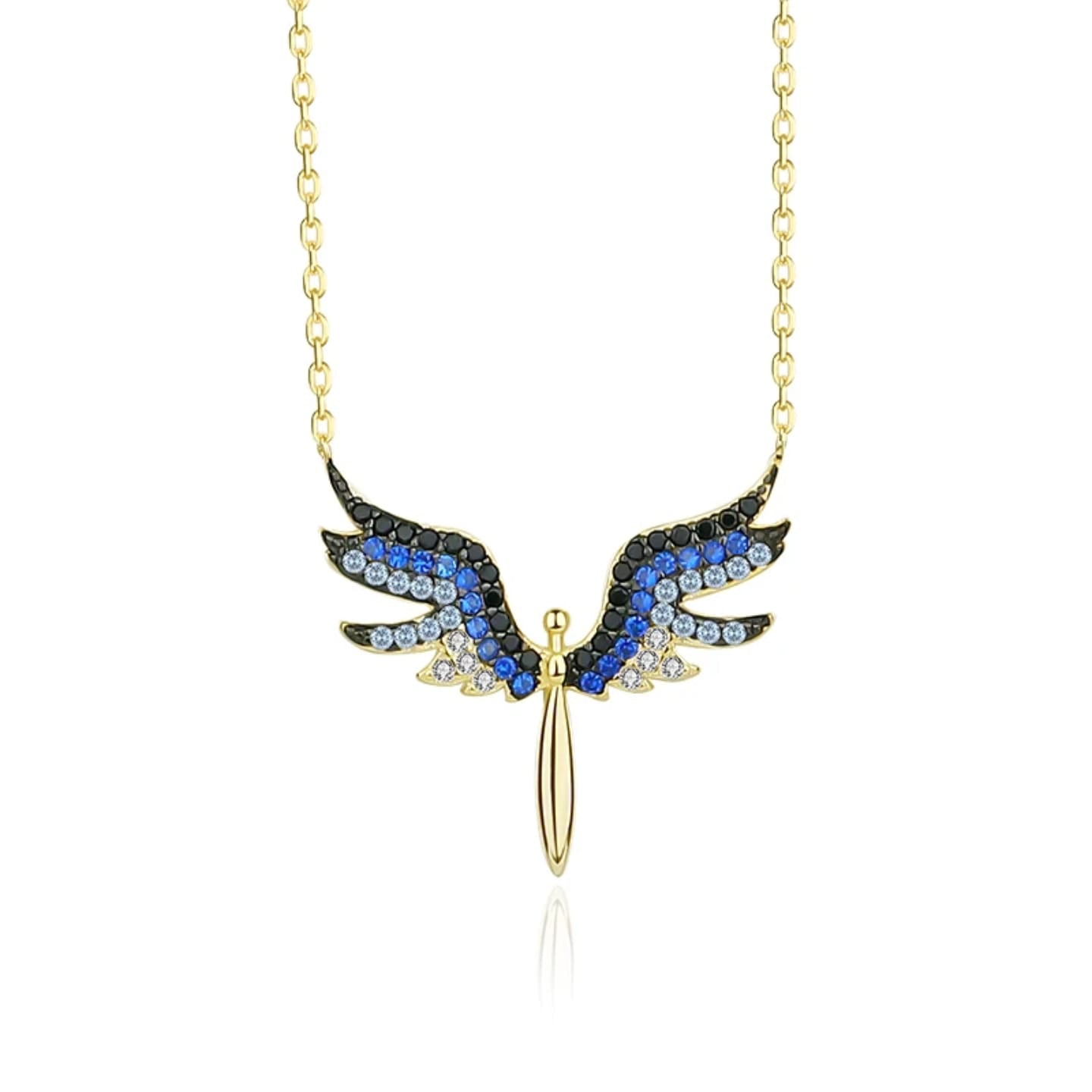 925 Sterling Silver 18K Gold Plated Angel Pendant Necklace For Women & Girls (Adjustable)