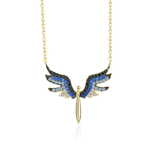 925 Sterling Silver 18K Gold Plated Angel Pendant Necklace For Women & Girls (Adjustable)