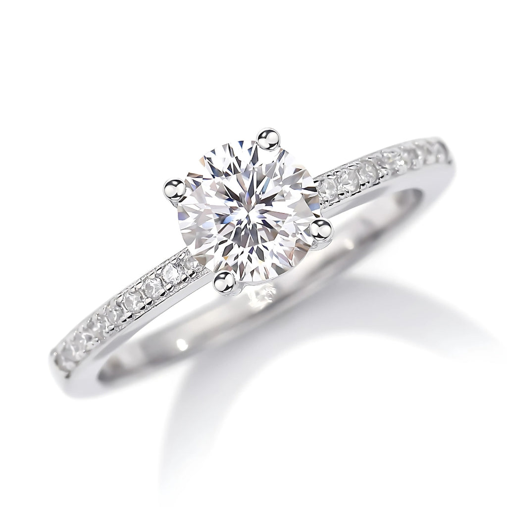 1 Ct GRA Certified Moissanite Adjustable Ring In Sterling Silver