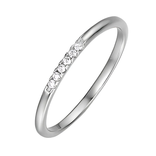CZ Studed Minimalist Silver Band Ring