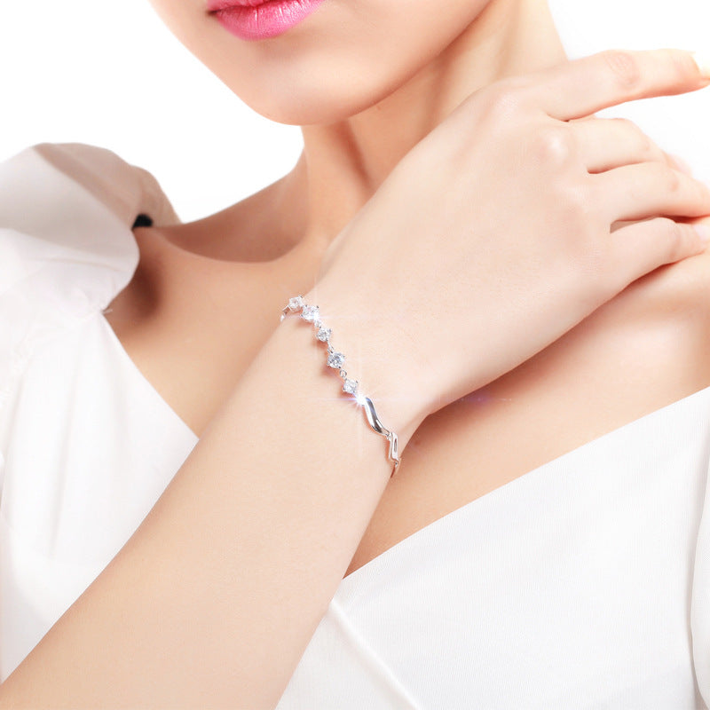 Modern Silver Waves Bracelet