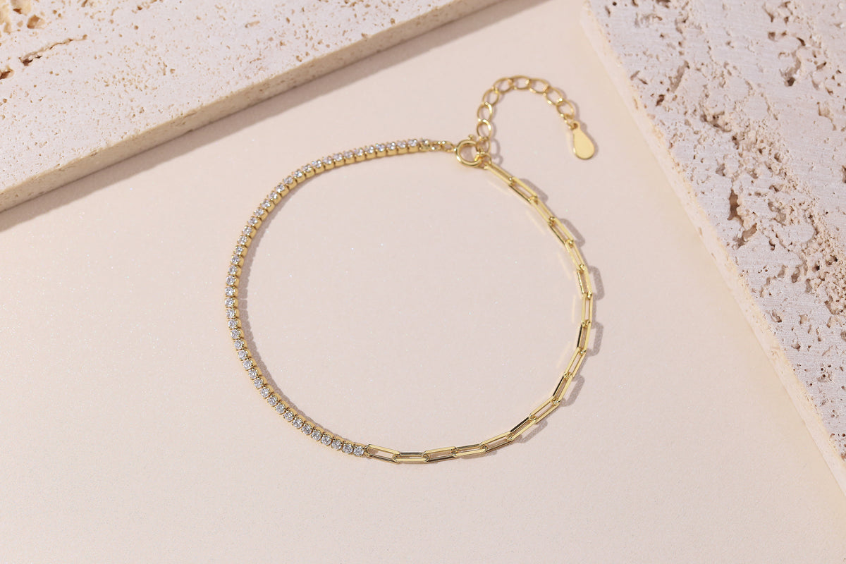 Swiss Zircon Link Chain Adjustable Bracelet