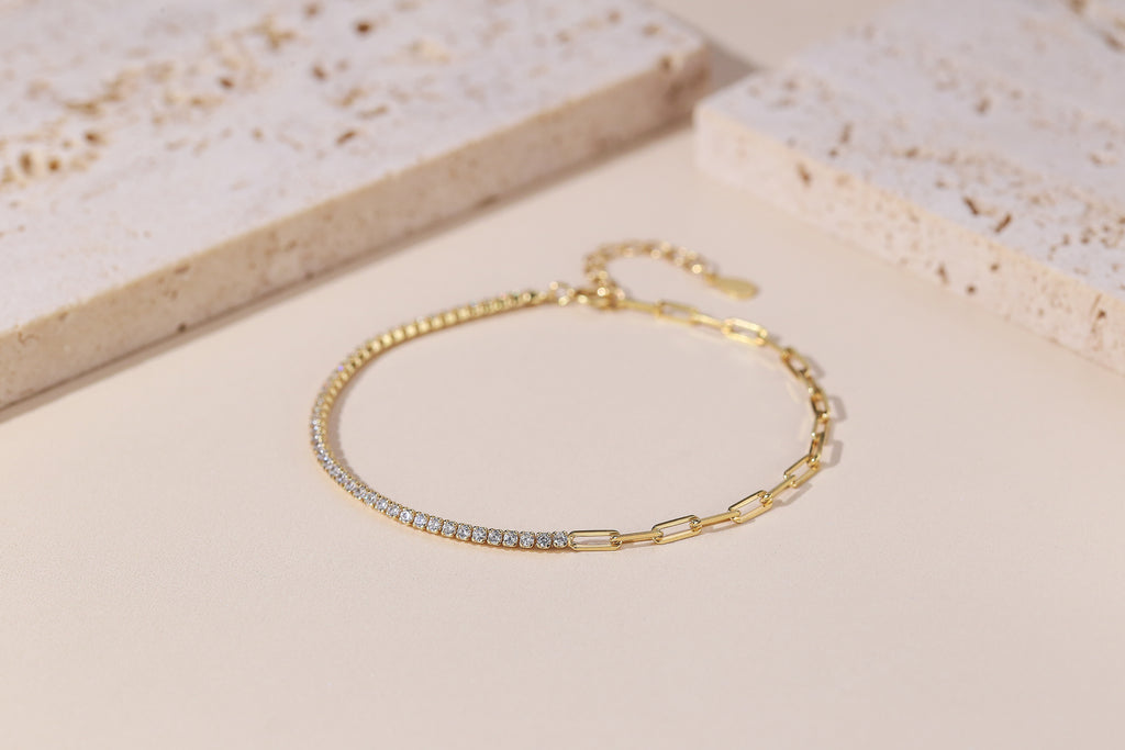 Swiss Zircon Link Chain Adjustable Bracelet