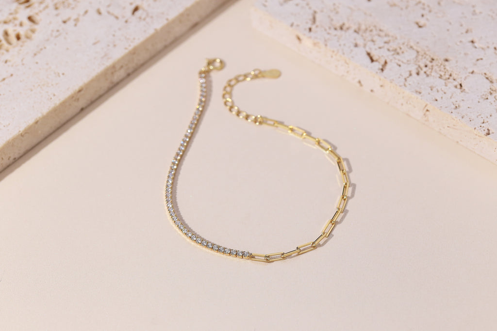 Swiss Zircon Link Chain Adjustable Bracelet