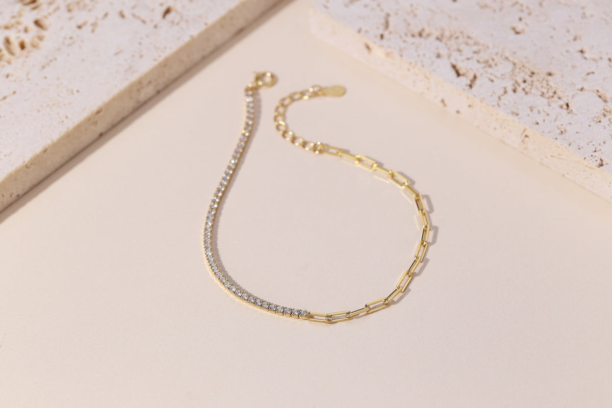 Swiss Zircon Link Chain Adjustable Bracelet