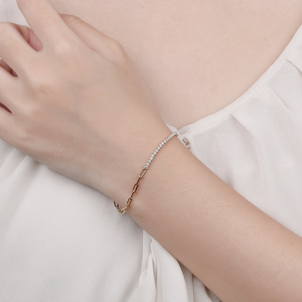 Swiss Zircon Link Chain Adjustable Bracelet