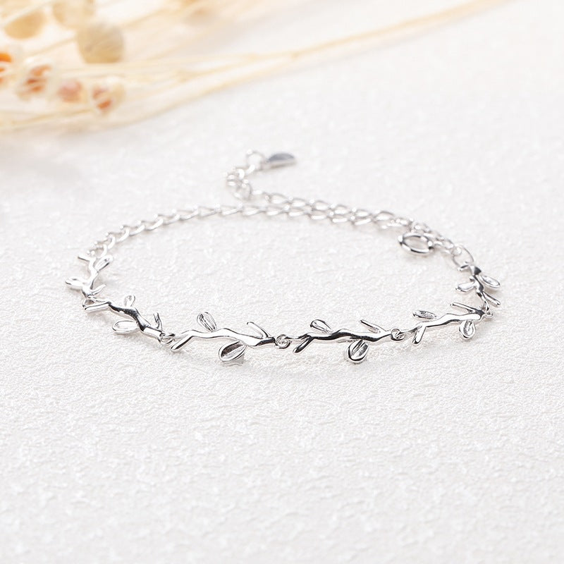 Minimalist Silver Leaf Bracelet