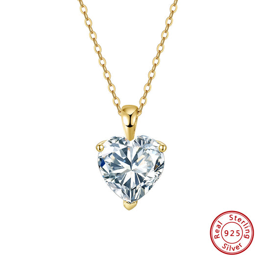 925 Sterling Silver 14K Gold Plated Minimalist Heart Pendant Necklace For Women & Girls (Adjustable)