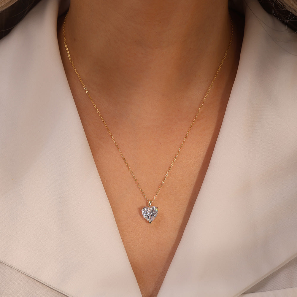 925 Sterling Silver 14K Gold Plated Minimalist Heart Pendant Necklace For Women & Girls (Adjustable)