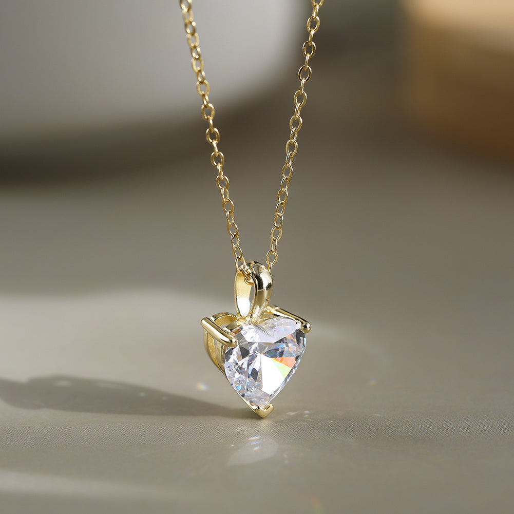 925 Sterling Silver 14K Gold Plated Minimalist Heart Pendant Necklace For Women & Girls (Adjustable)