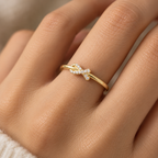 Radiant Cross Gold-Plated Silver Ring
