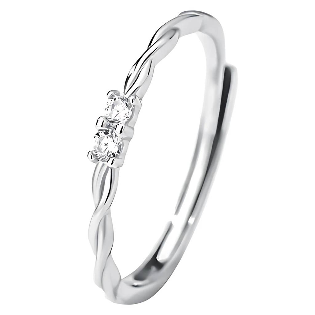 Twisted CZ Stone Silver Ring