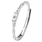 Twisted CZ Stone Silver Ring
