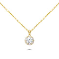 Radiant Gold Plated Dazzling Halo Zircon Pendant Necklace