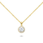 Radiant Gold Plated Dazzling Halo Zircon Pendant Necklace