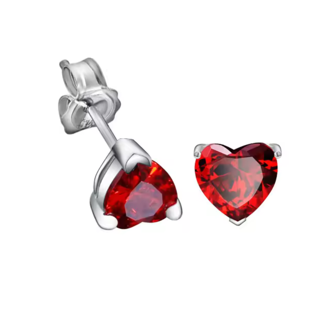 Minimalist Heart Stud Earrings In 925 Sterling Silver