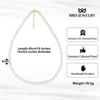 Natural Fresh Water White Pearl Silver Necklace