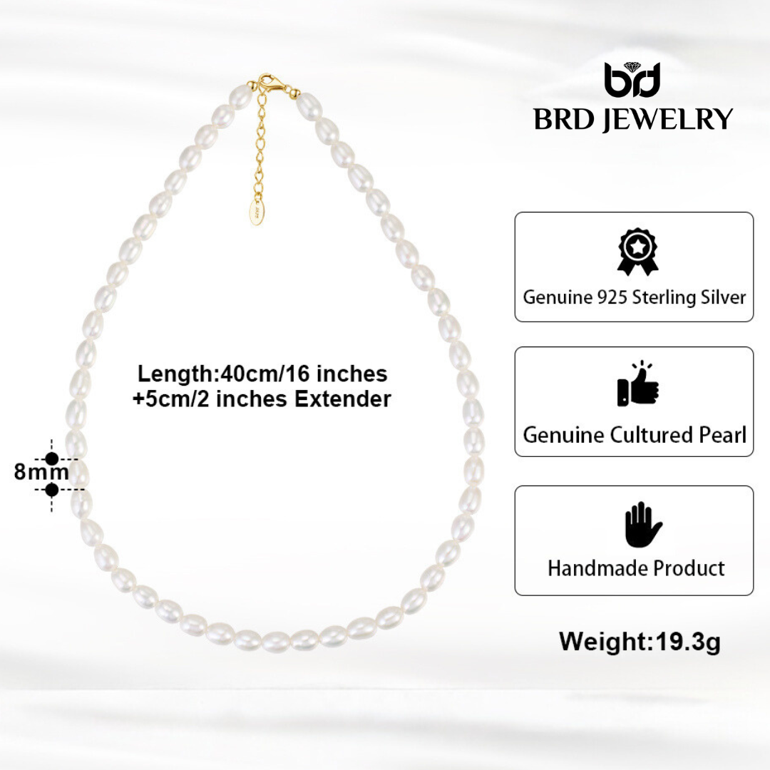 Natural Fresh Water White Pearl Silver Necklace