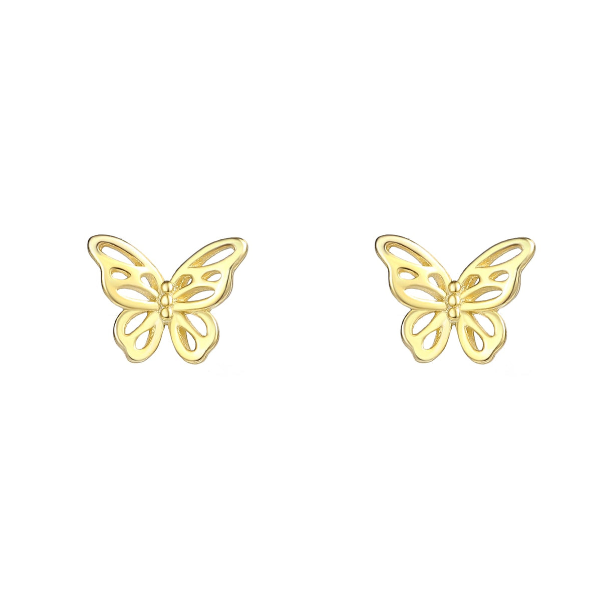 Gold Plated Dainty Plain Butterfly Stud Earrings